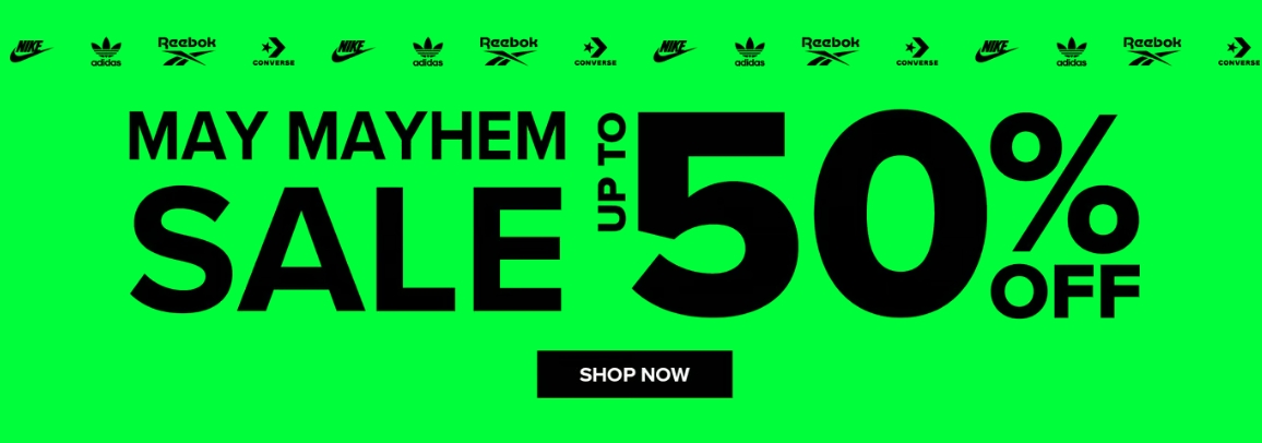HYPE DC Mayhem促销：Nike, adidas等品牌的鞋子最高50%折扣！