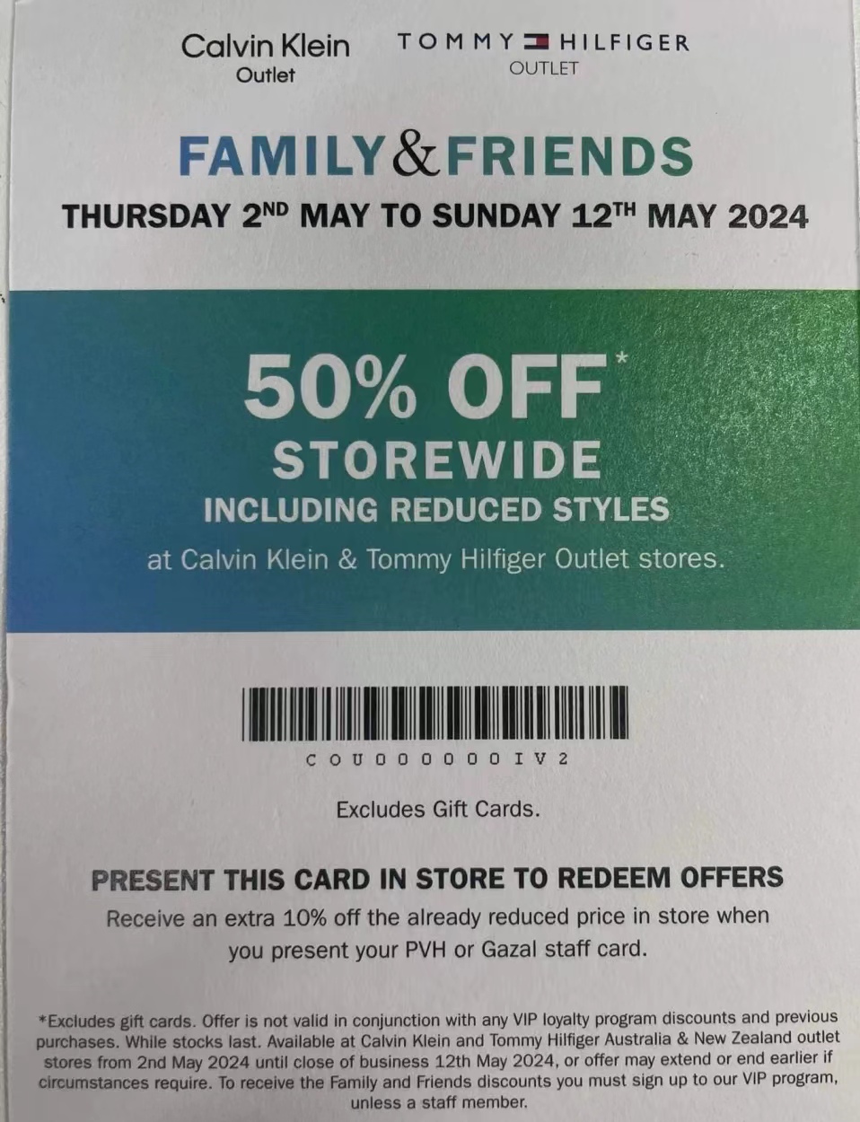 Family&Friends促销：CK和TH衣服50%折扣！
