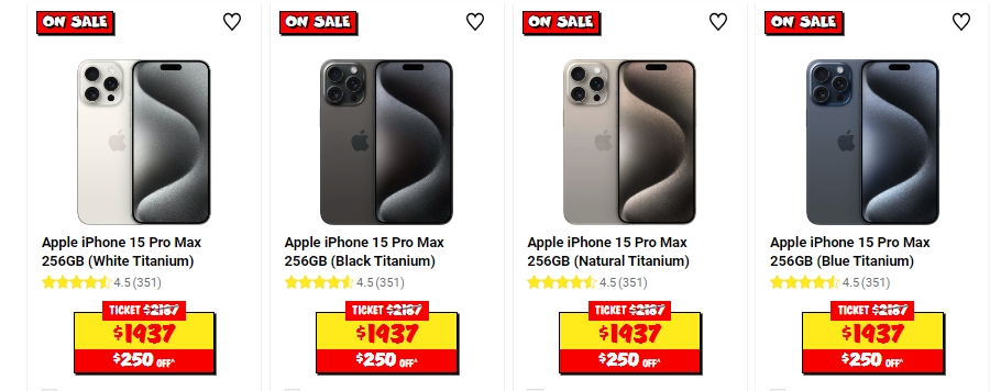 Apple iPhone 15 Pro Max 256GB手机促销，现价$1937，省$250！@ JB Hi-Fi