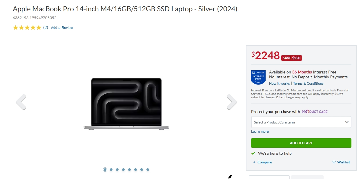 Apple MacBook Pro 14-inch苹果笔记本电脑，现价$2248，省$250！@ Harvey Norman