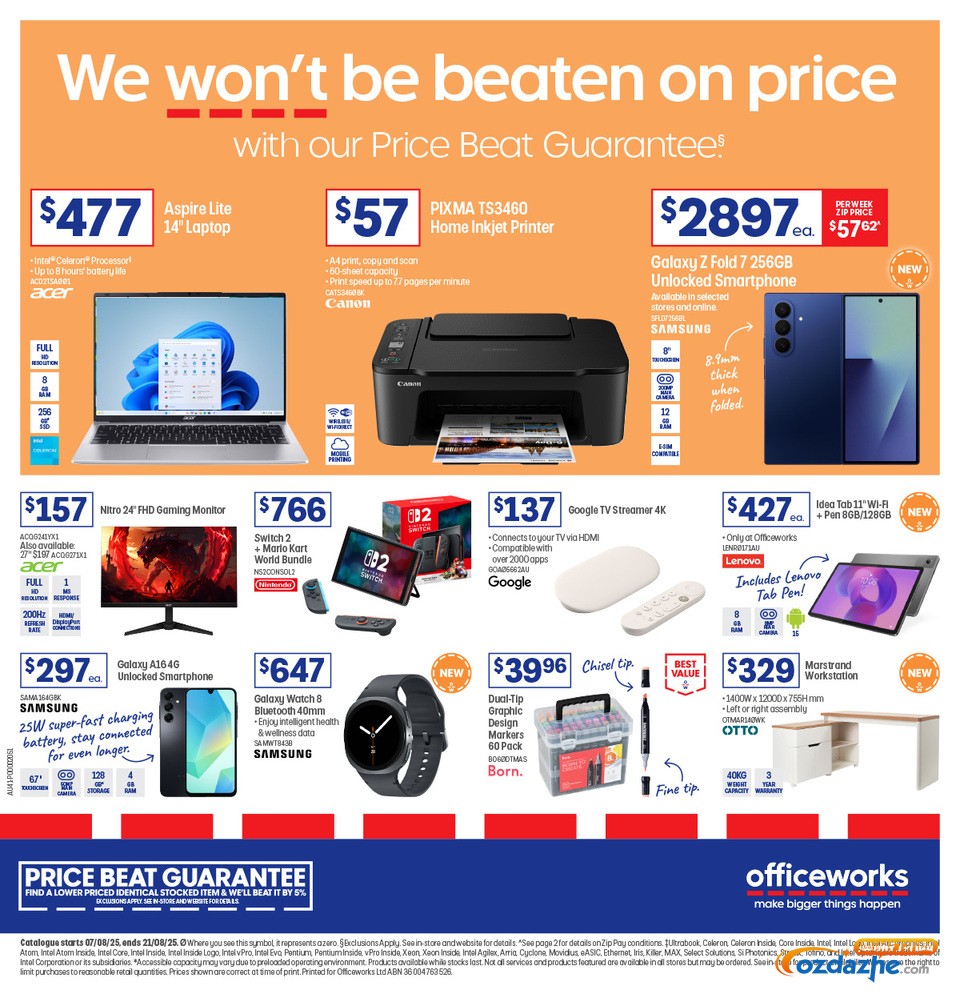 officeworks 最新打折图表！8月7日 - 8月21日！！